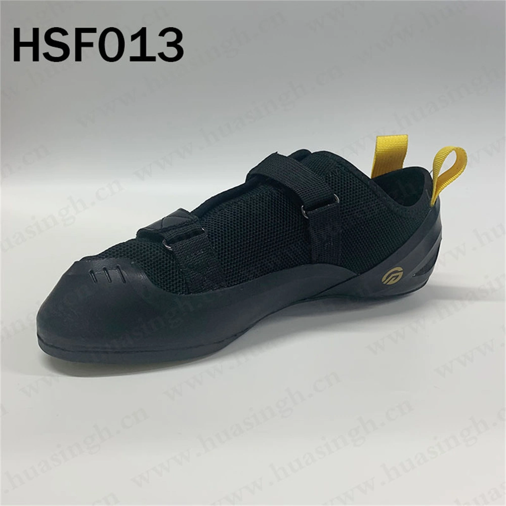 Gww, Tear Resistant Elastic Nylon Fabric Upper Climbing Shoe with Velcro Super Strong Grip Rubber Outsole Black Bouldering Shoe Hsf013