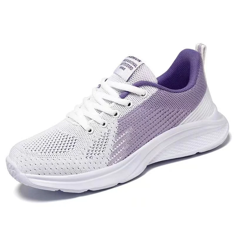 Comfortable Fly Knit Material Sneaker Woman Sport Shoes for Running