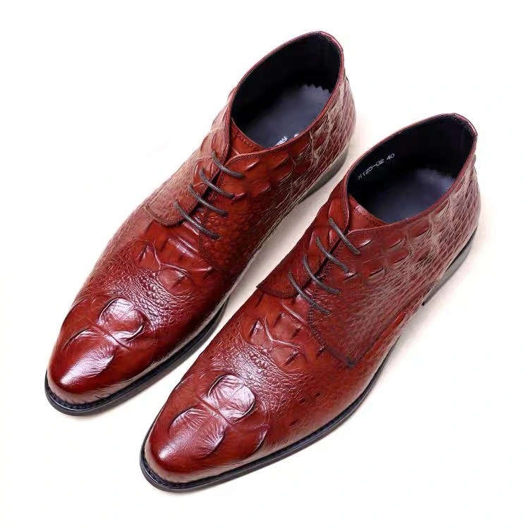 Men&prime; S Leather Shoe Lace up Dress Shoes Loafer Slip on Leather Crocodile Formal Classical Oxford Shoes Esg13991