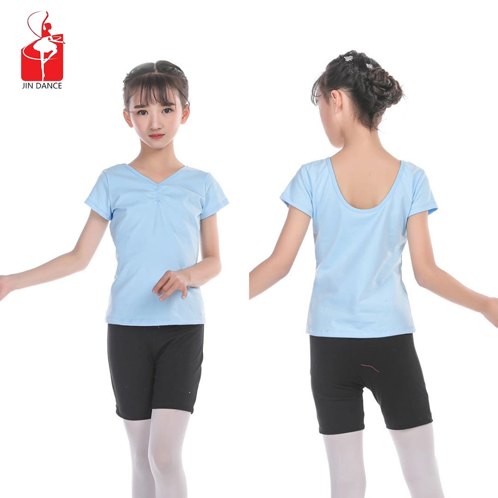 Wholesales Factory Price Good Quality Colorful Girls Polyamide Cotton Custom Dance Short Sleeves Ballet Shirts