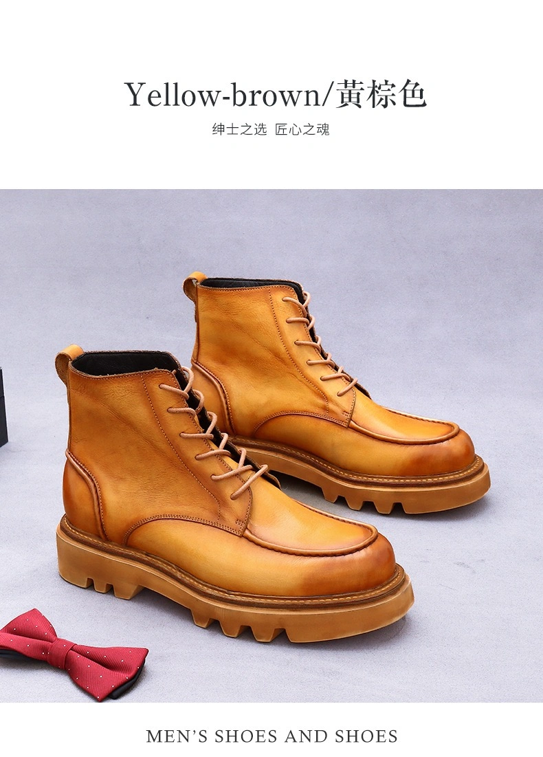 China Top Level Leather Dress Men Shoes Elegant Lace up Martin Men Boots Luxury Shoes Mens Winter Boot Shoe