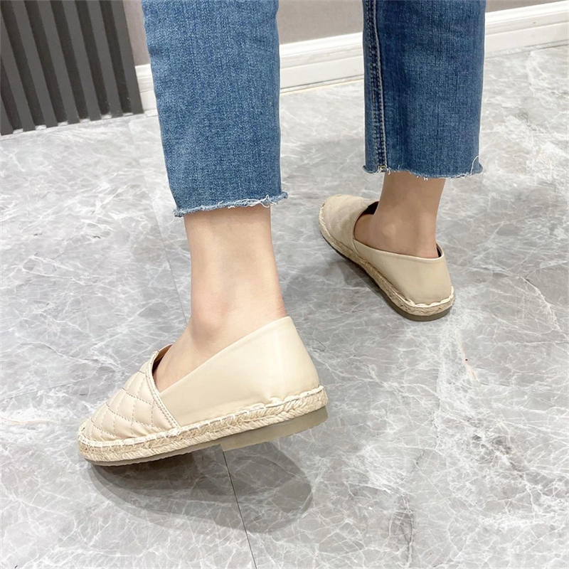 Autumn New Style Original Head Sets Foot Straw Plaits Flat Casual Shoes Diamond Pattern Lazy Person Espadrilles Shoes