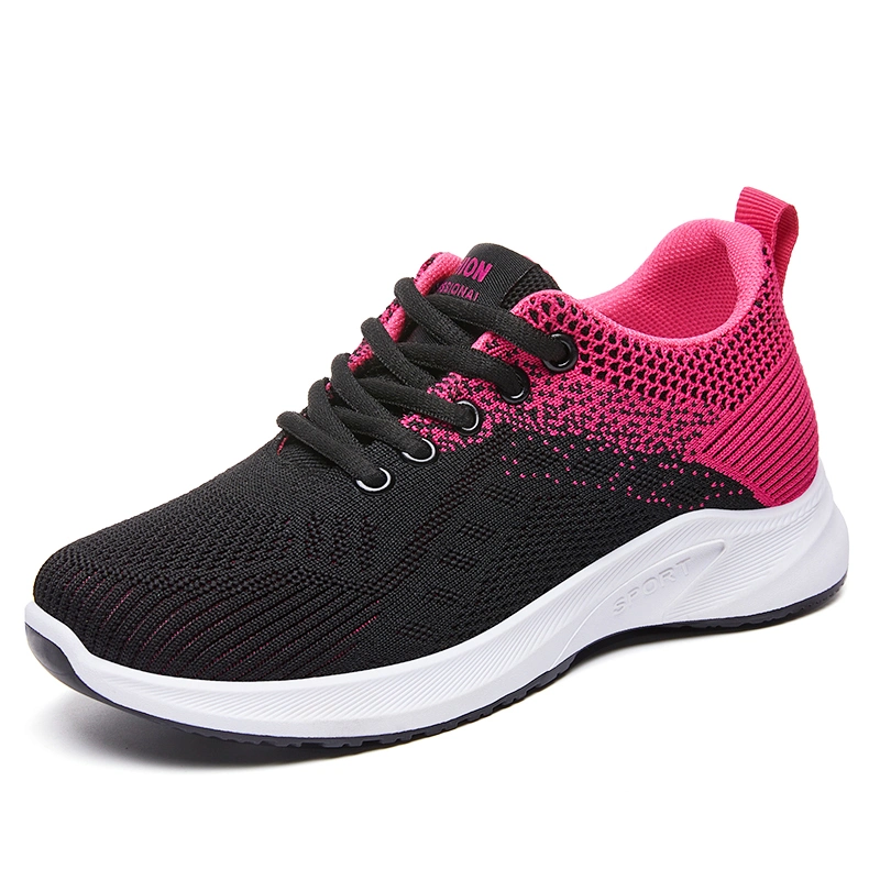 Comfortable Fly Knit Material Sneaker Woman Sport Shoes for Running