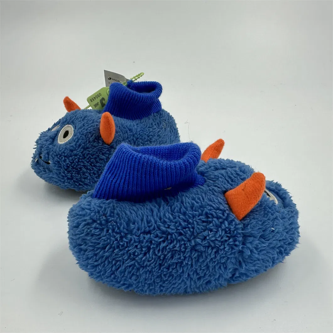 Blue Monster Children&prime;s Indoor Anti-Slip Warm Cartoon Cotton Shoes