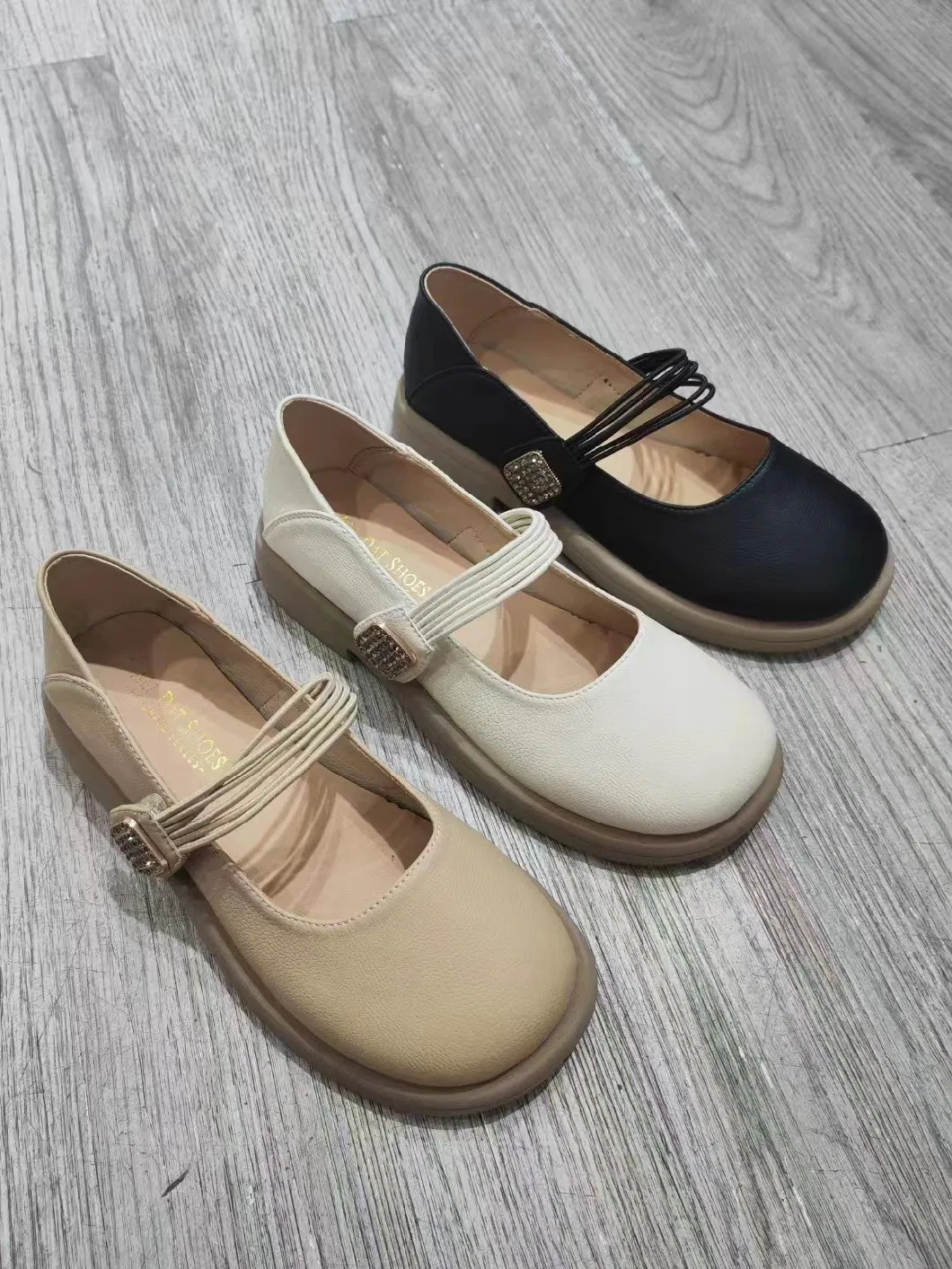 Wholesale French Vintage Stylish Soft Leather Women-S-Shoes Lady Slip on Flat Casual Shoe