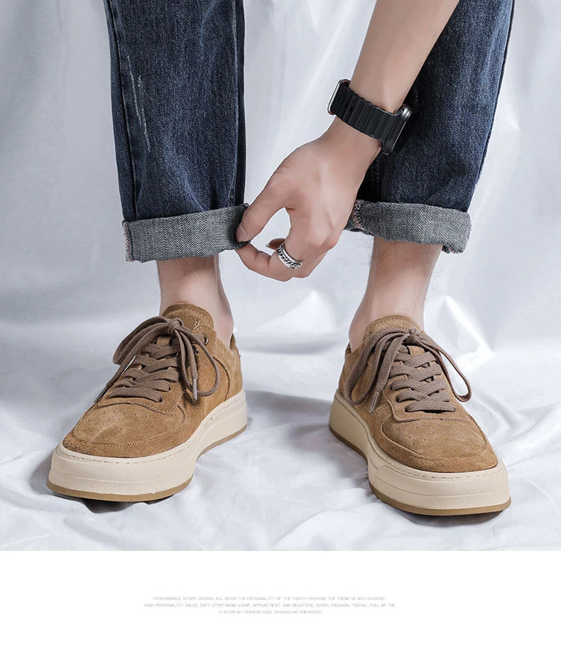 Men Casual Skateboard Sneaker Fashion Suede Leather Work Shoes