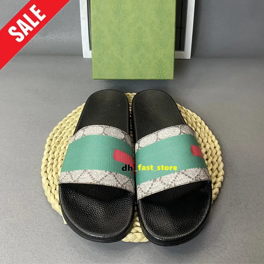 Designer Sandals Floral Slippers for Men Women Summer Room Beach Flatssandale Gear Sole Rubber Leather Brocade Slippers Luxury Claquette Mules Pantoufle