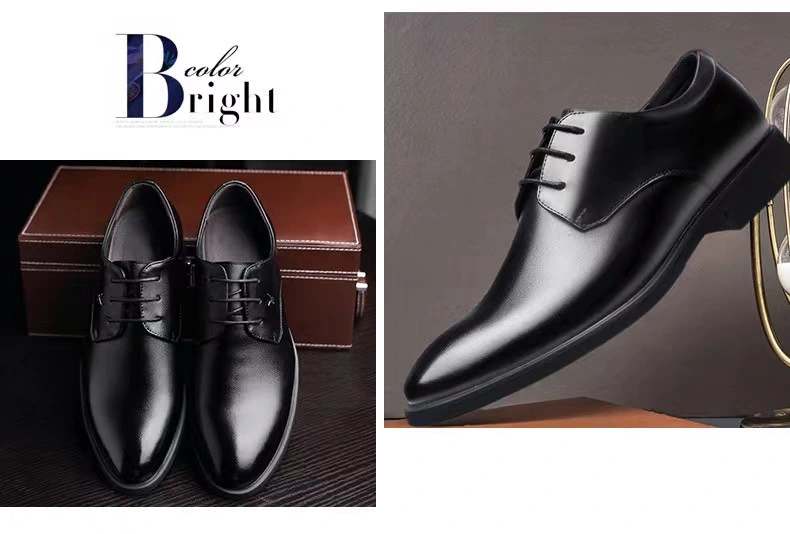 Cheap Comfortable Black Genuine Leather Office Shoes Dress Shoes