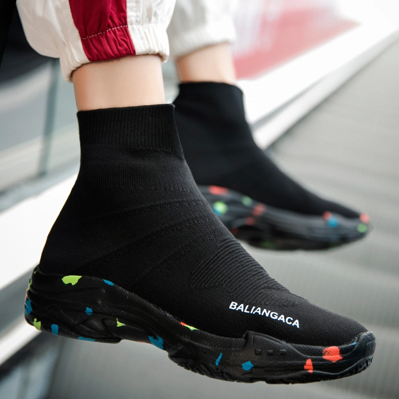 Men &amp; Women Fashion Summer Sports Couple Socks Shoes Couple Knitted Mesh Sneaker Breathable Soft Bottom Running Shoes