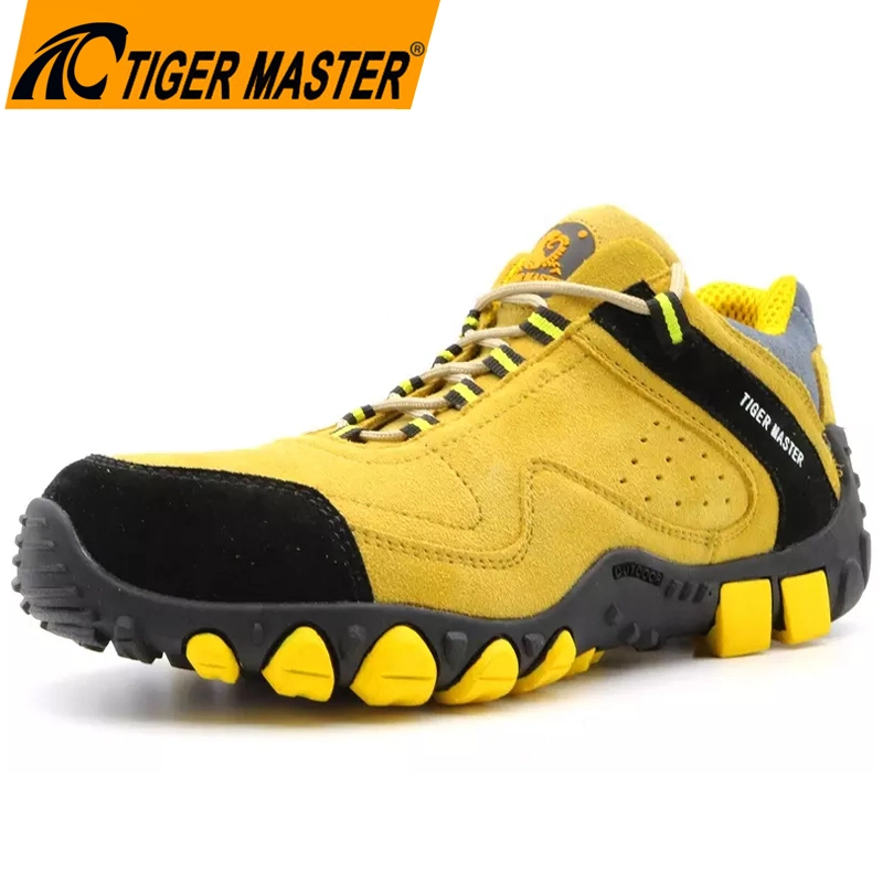 Tiger Master Oil Resistant Anti Slip Soft Rubber Sole Cow Suede Leather Steel Toe Puncture Proof Outdoor Fashionable Sport Type Safety Shoes