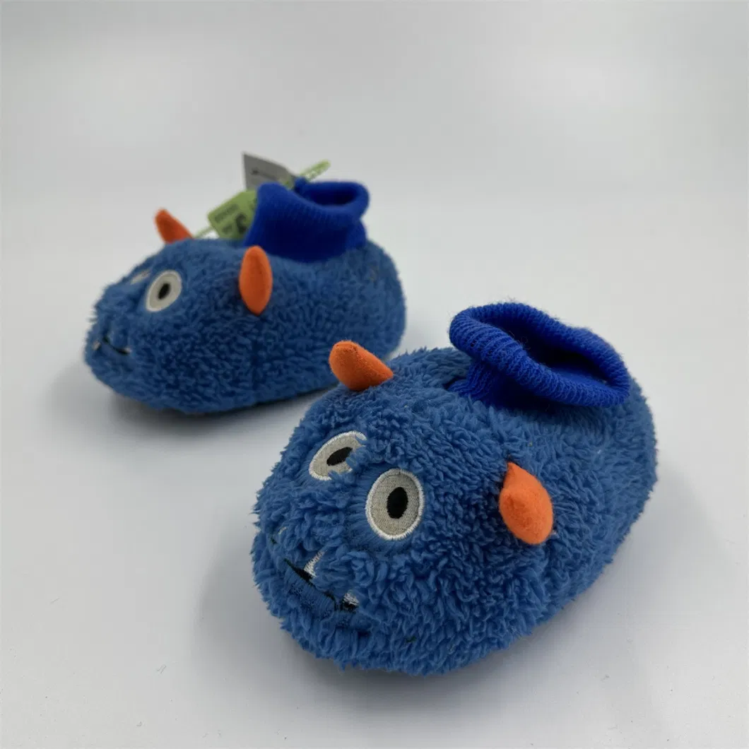 Blue Monster Children&prime;s Indoor Anti-Slip Warm Cartoon Cotton Shoes