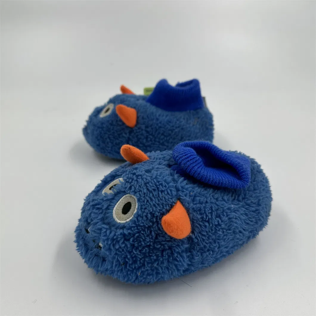 Blue Monster Children&prime;s Indoor Anti-Slip Warm Cartoon Cotton Shoes