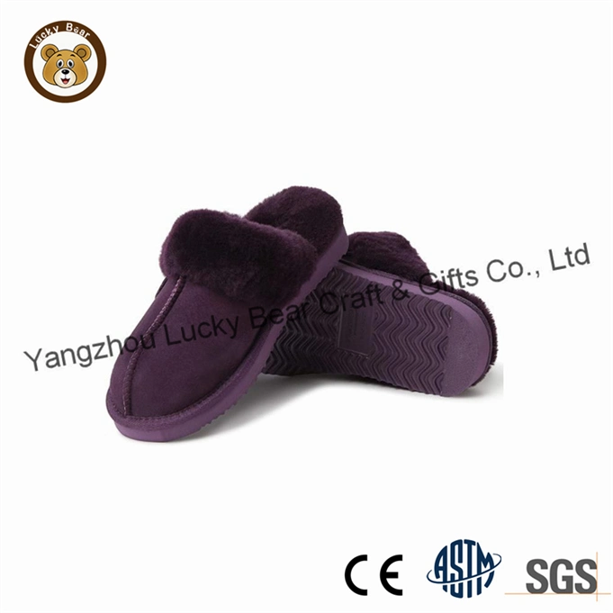 Custom Winter Warm Indoor Outdoor Genuine Cow Suede Leather Men Slippers Women Shoes