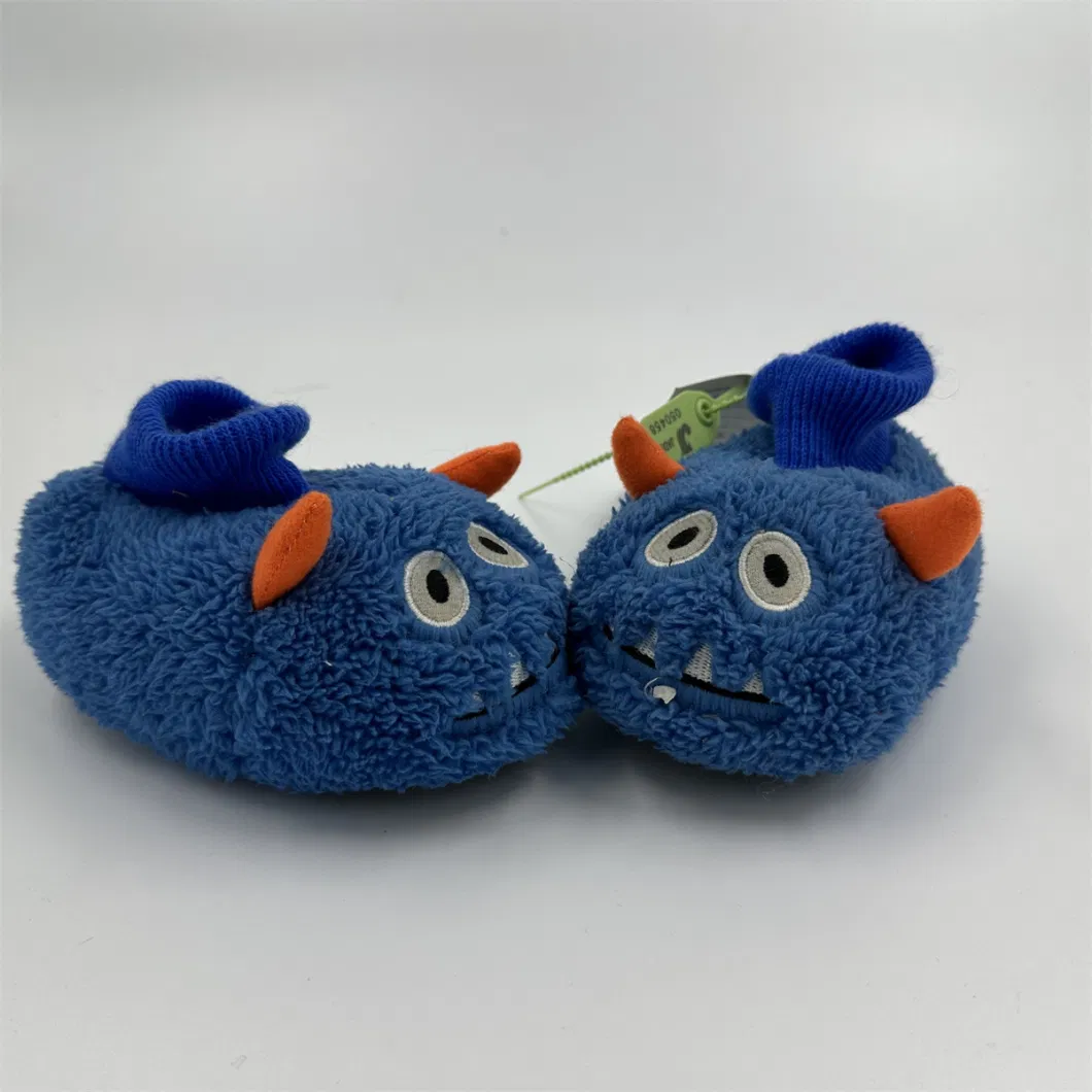 Blue Monster Children&prime;s Indoor Anti-Slip Warm Cartoon Cotton Shoes