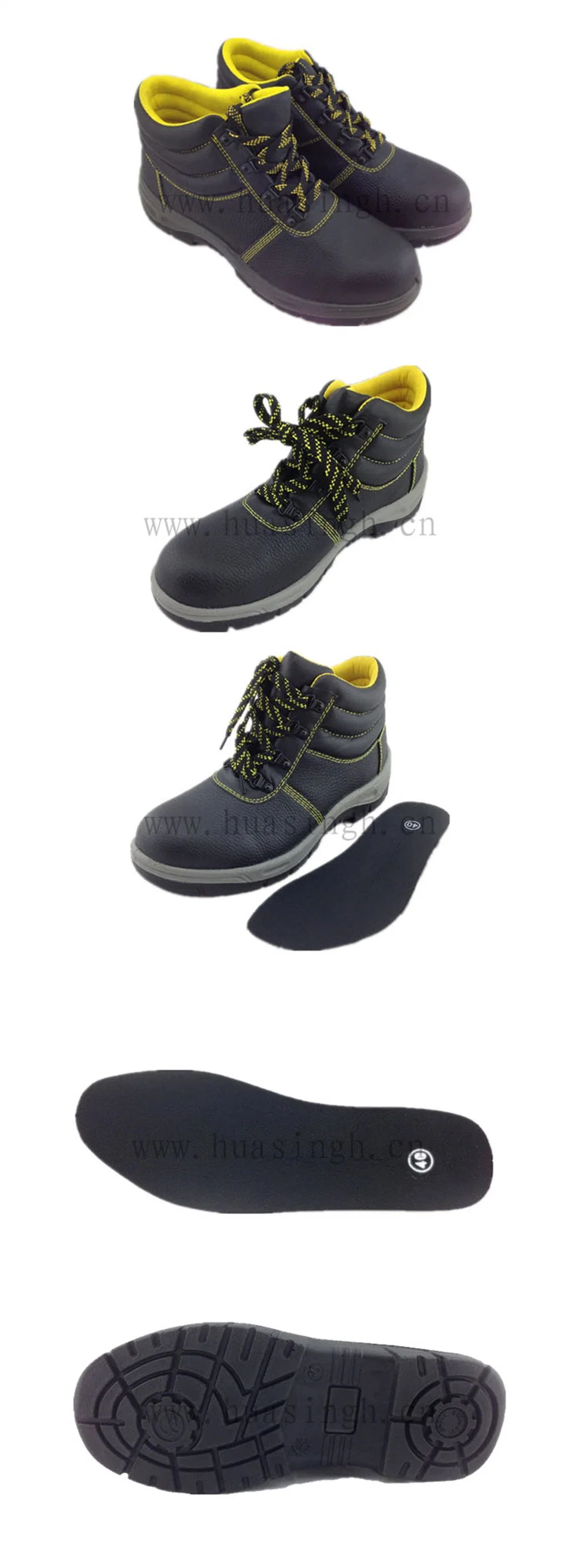 Gww, Hot Selling Anti-Puncture PU-PU Injection Outsole Safety Shoe Breathable Yellow Mesh Fabric Lining Work Shoe Popular in UAE HSB010