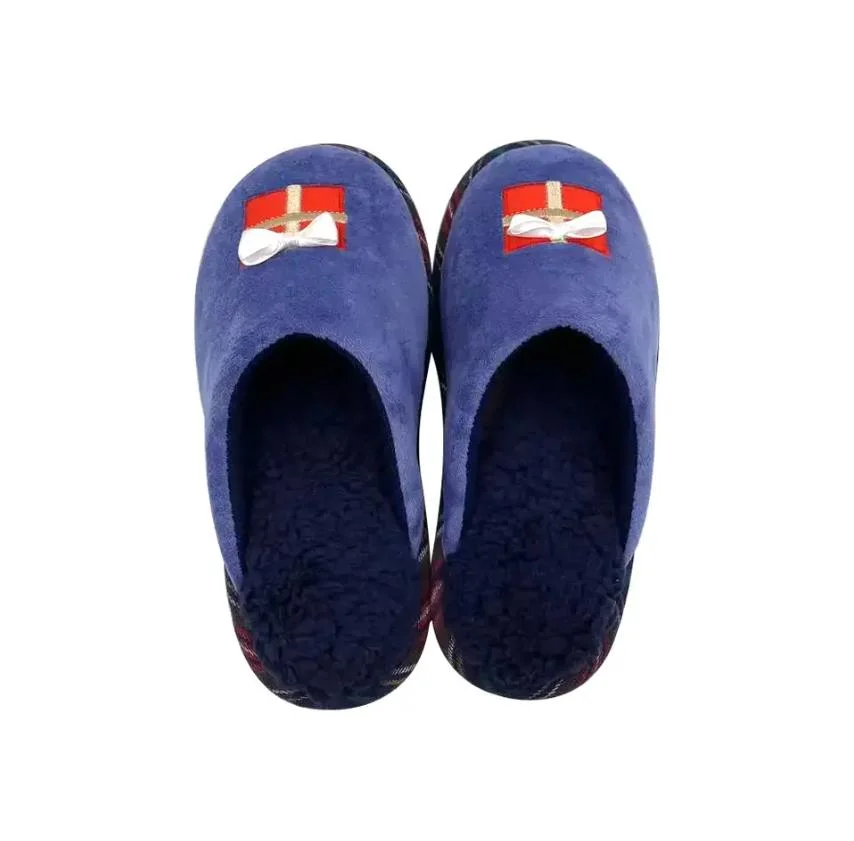 Latest Design Customized Christmas Fur Plush Soft Warm Anti Slip Bedroom Mule Indoor Slippers