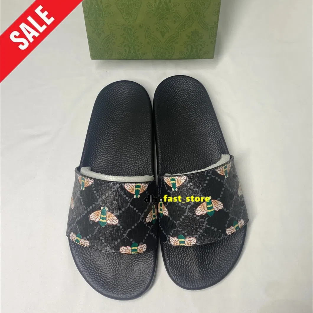 Designer Sandals Floral Slippers for Men Women Summer Room Beach Flatssandale Gear Sole Rubber Leather Brocade Slippers Luxury Claquette Mules Pantoufle