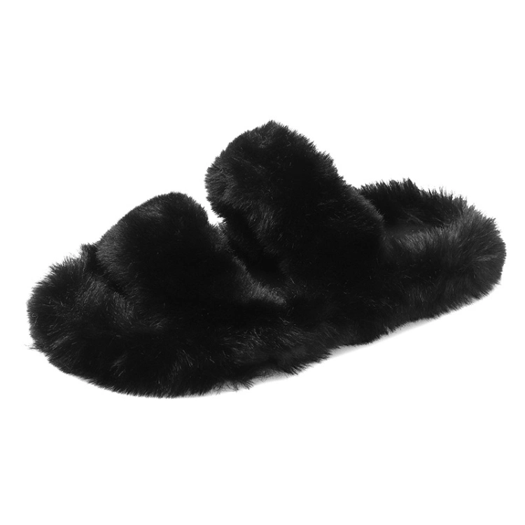 Women Soft Faux Fur Slider Slippers Open Toe Mule Fluffy Slide Women Slippers