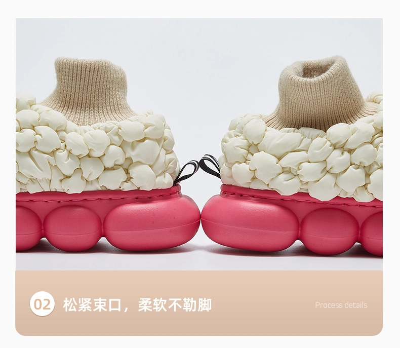 Winter Warm Popcorn Elastic Slippers Cotton Walking Ankle Bubble Outdoor Women Shoes