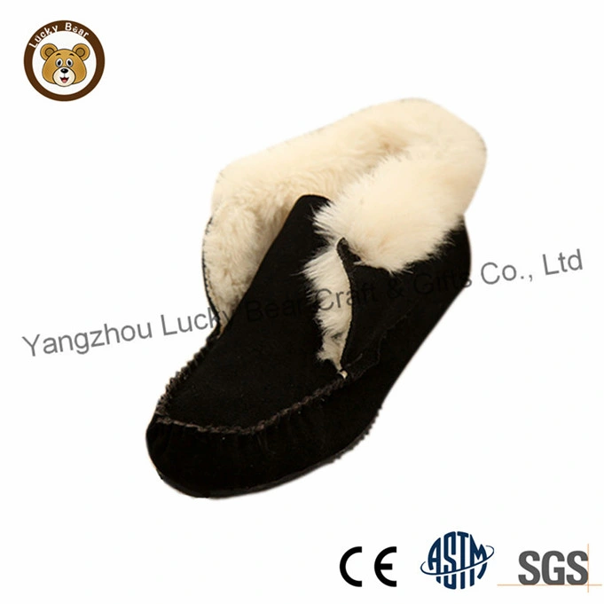 Rubber Sole Real Suede Warm Faux Fur Moccasin Casual Shoes for Women/Men