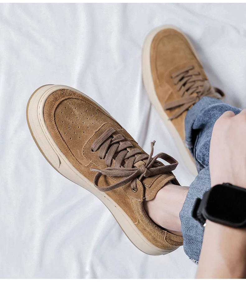 Men Casual Skateboard Sneaker Fashion Suede Leather Work Shoes