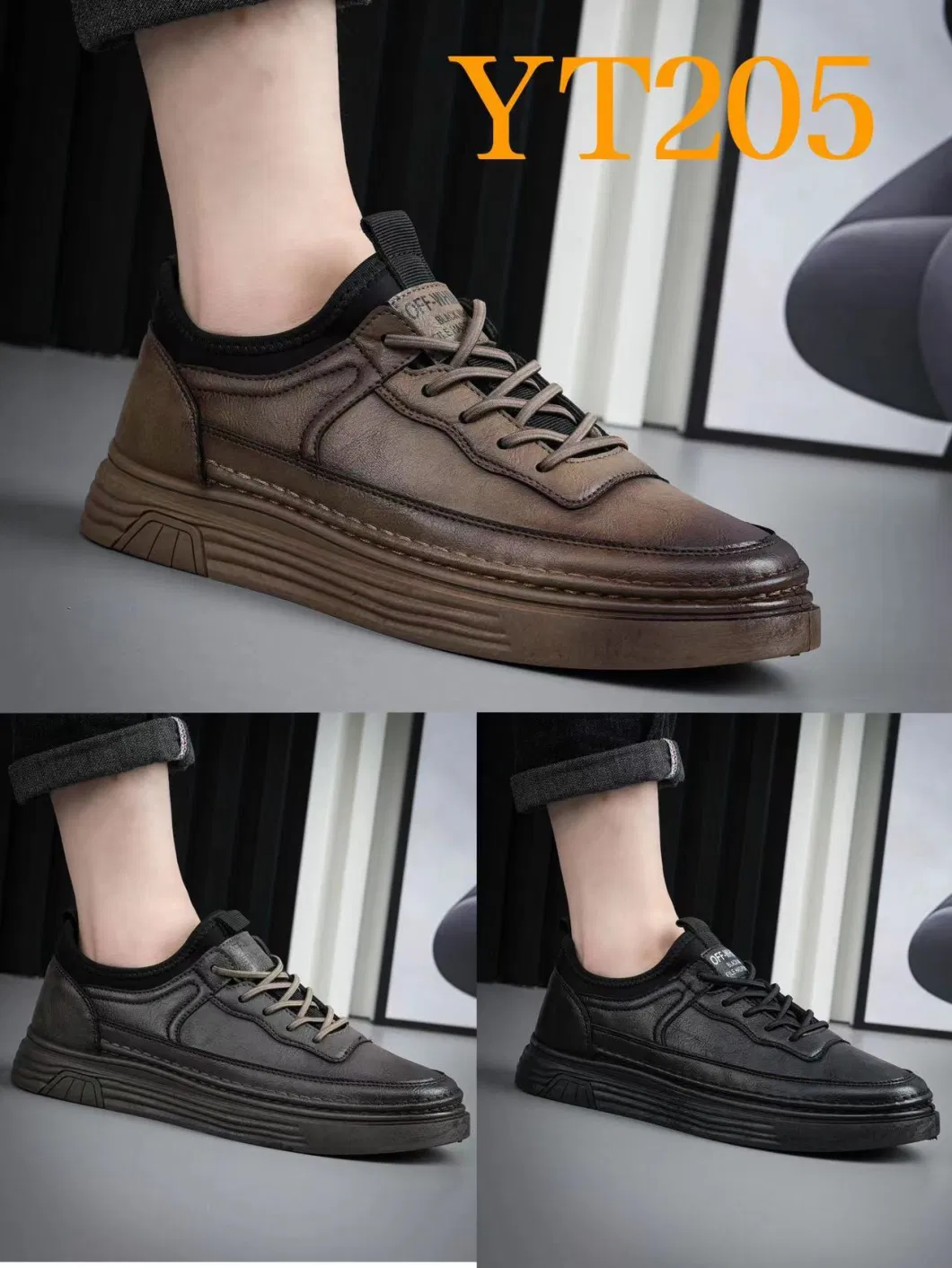 Yt205fashion Trend Ultra Fiber Leather Men Casual Shoe Board Shoes