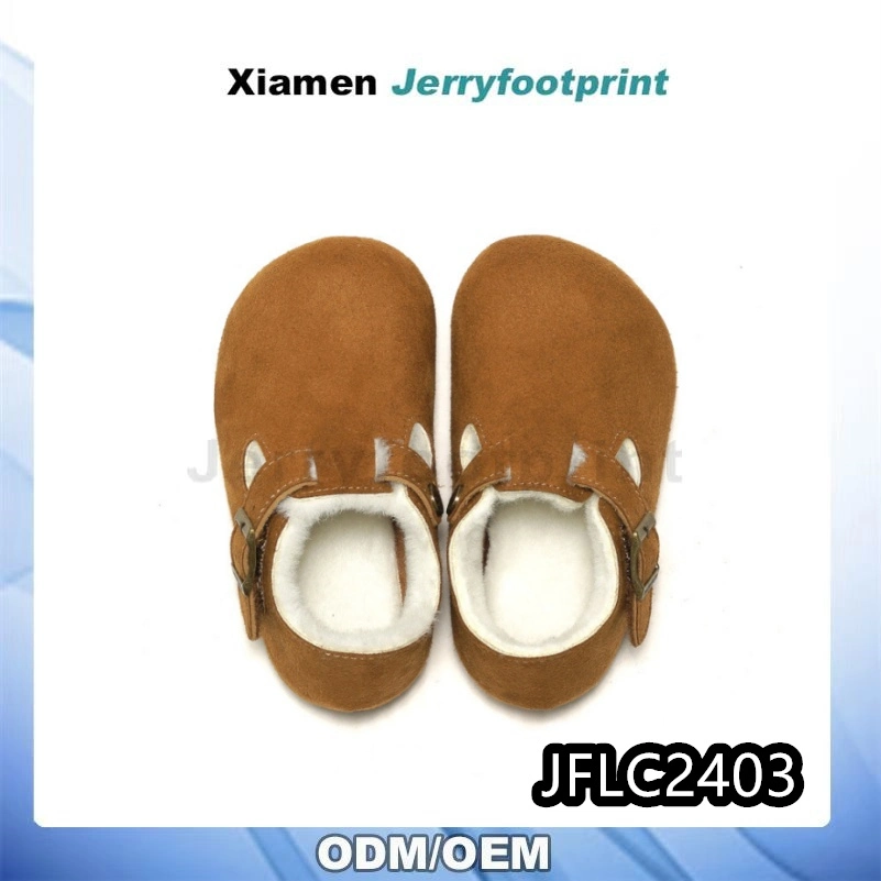 OEM&ODM Warm PU Leather Children Cork Clog Shoes