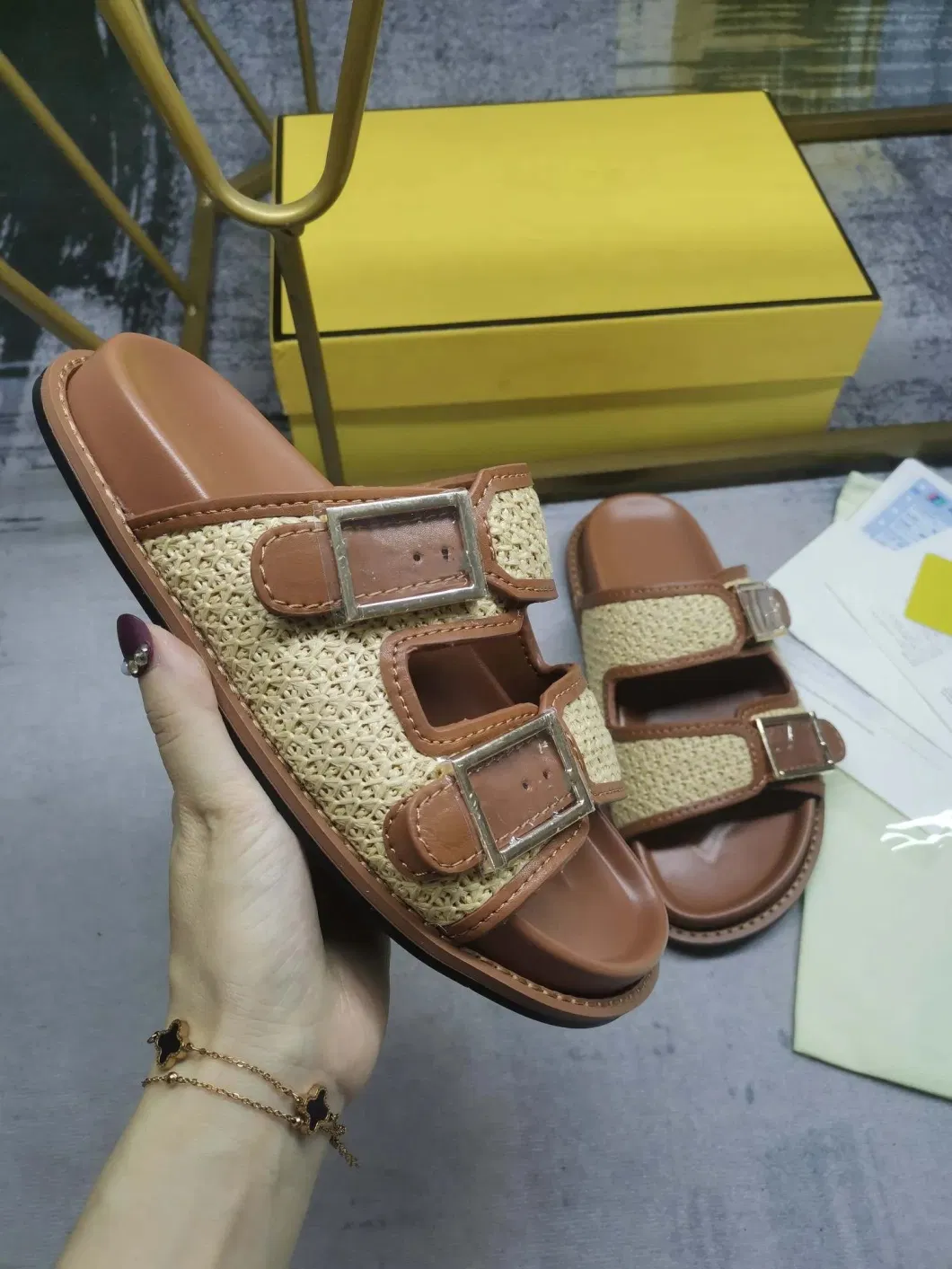 Elegant Fashionable High Quality Cowhide Leather Women Sandals Summer Shoes