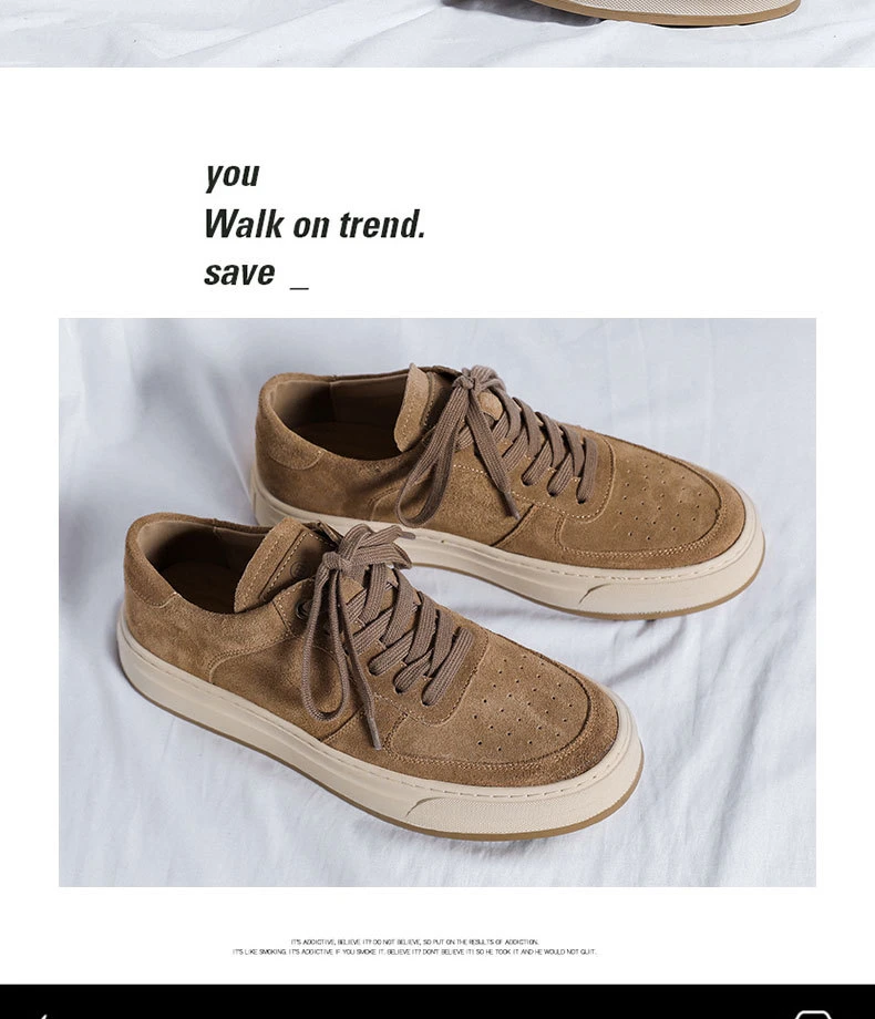 Men Casual Skateboard Sneaker Fashion Suede Leather Work Shoes