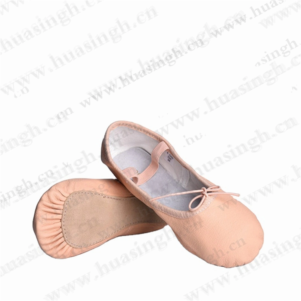 Gww, Factory Direct Multi-Color Available Full Leather Dance Shoe Elastic Band Design Soft Children Ballet Shoe for USA Market Hsd001