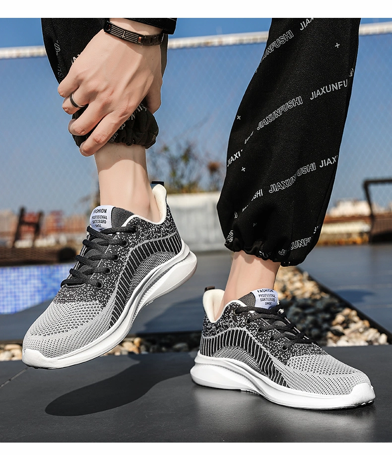 Low Price Wholesale Fly Woven Lightweight Sneakers Men Comfortable Running Shoes