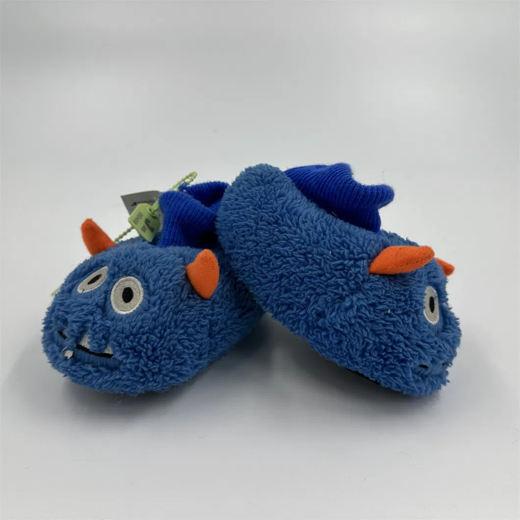 Blue Monster Children&prime;s Indoor Anti-Slip Warm Cartoon Cotton Shoes