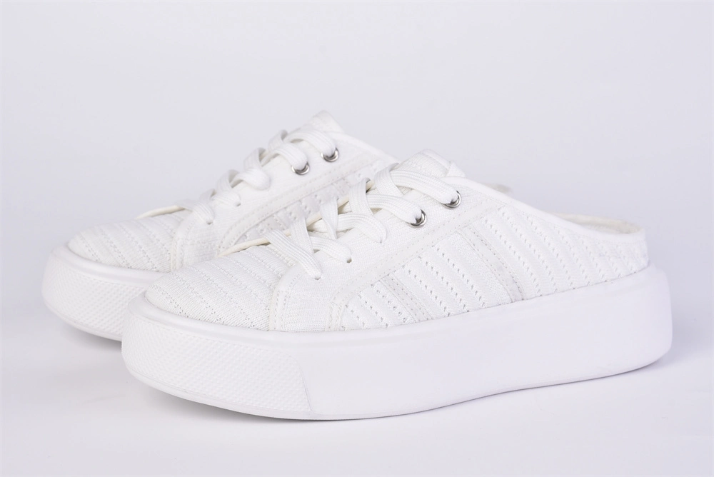 Ss22 New Styles Breathable Casual Slip on Half Shoes Fashion Ladies White Flat Basketall Shoes