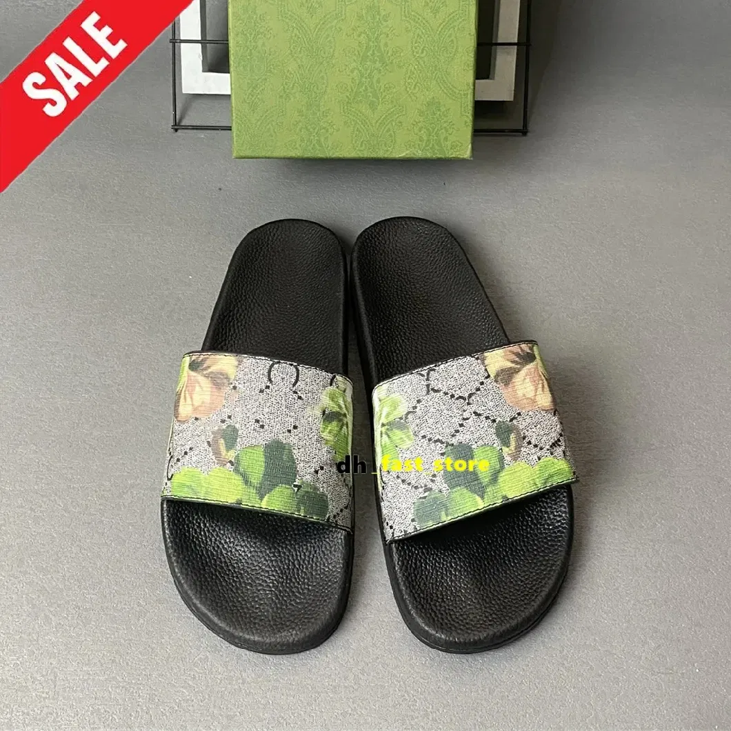 Designer Sandals Floral Slippers for Men Women Summer Room Beach Flatssandale Gear Sole Rubber Leather Brocade Slippers Luxury Claquette Mules Pantoufle