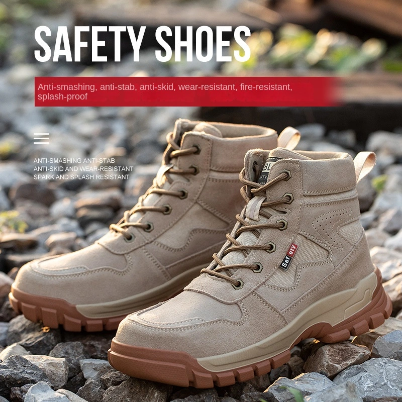 New Plush Insulation, Suede Leather, Anti Slip, Wear-Resistant Labor Protection Shoes, Anti Impact, Anti Puncture, and Spark Resistant High Top Protective Shoes