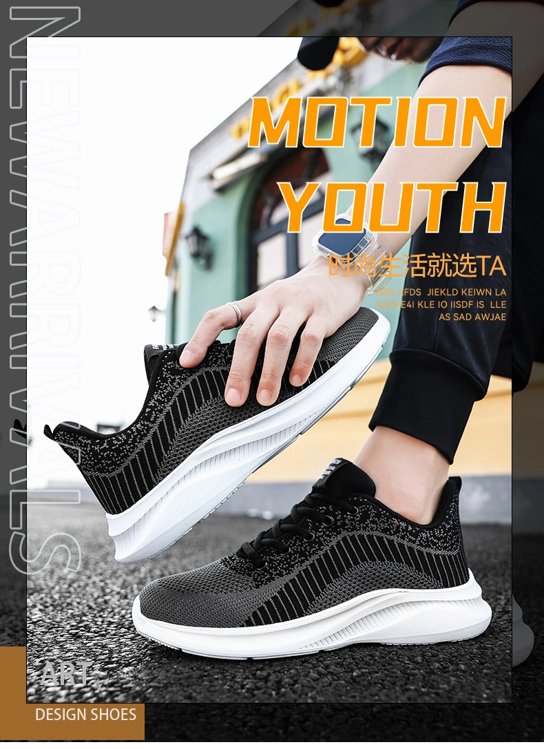 Low Price Wholesale Fly Woven Lightweight Sneakers Men Comfortable Running Shoes