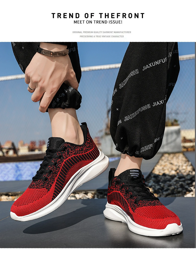 Low Price Wholesale Fly Woven Lightweight Sneakers Men Comfortable Running Shoes