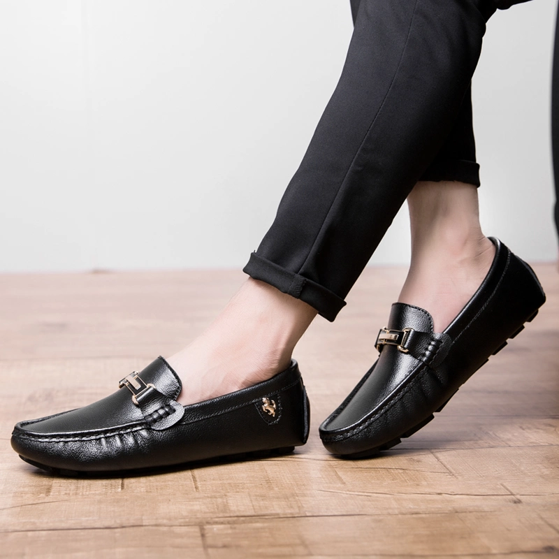 Men Cow Leather Slip-on Loafers Genuine Leather Driving Shoes Workplace Business Casual Shoes