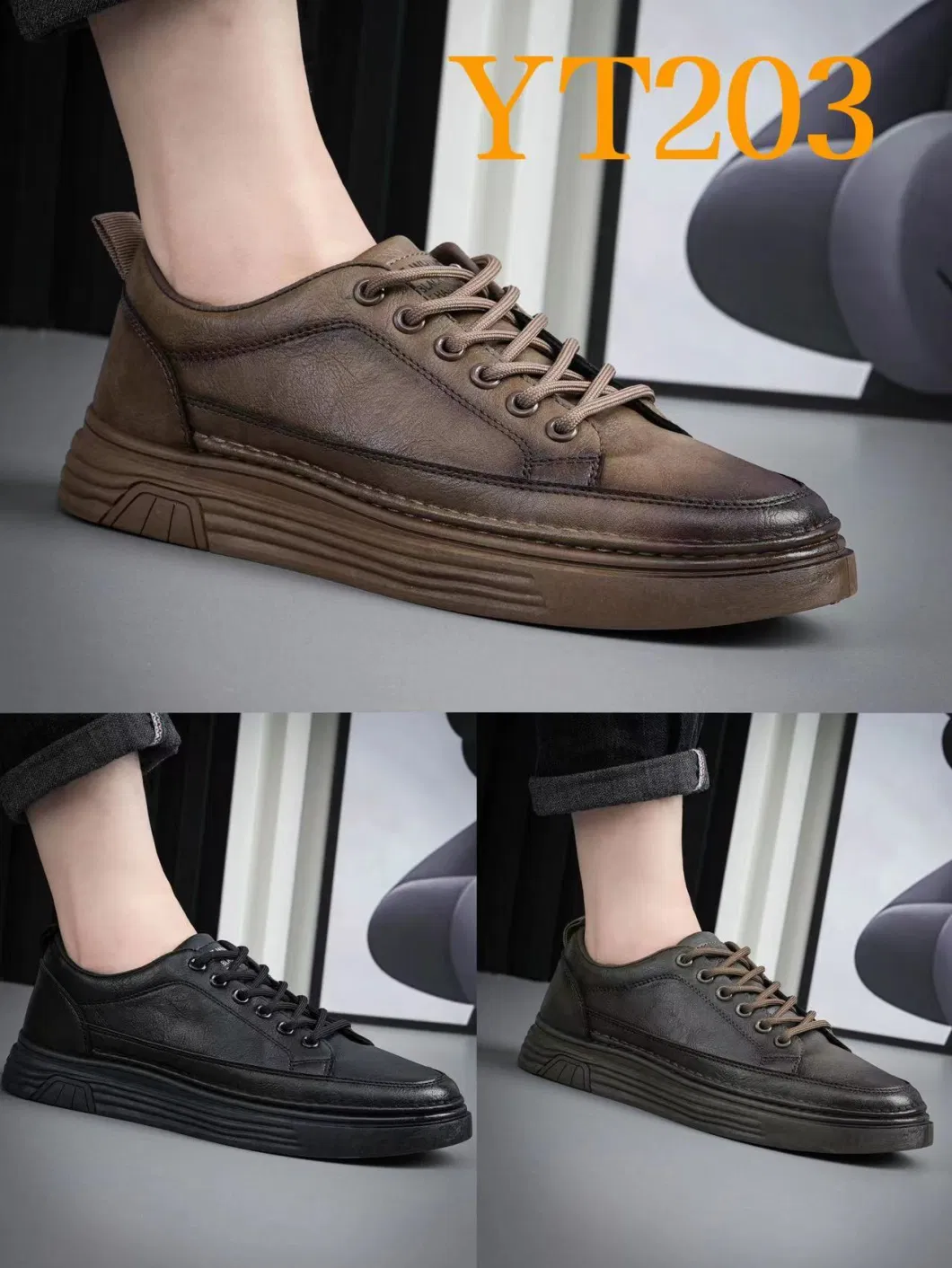 Yt205fashion Trend Ultra Fiber Leather Men Casual Shoe Board Shoes