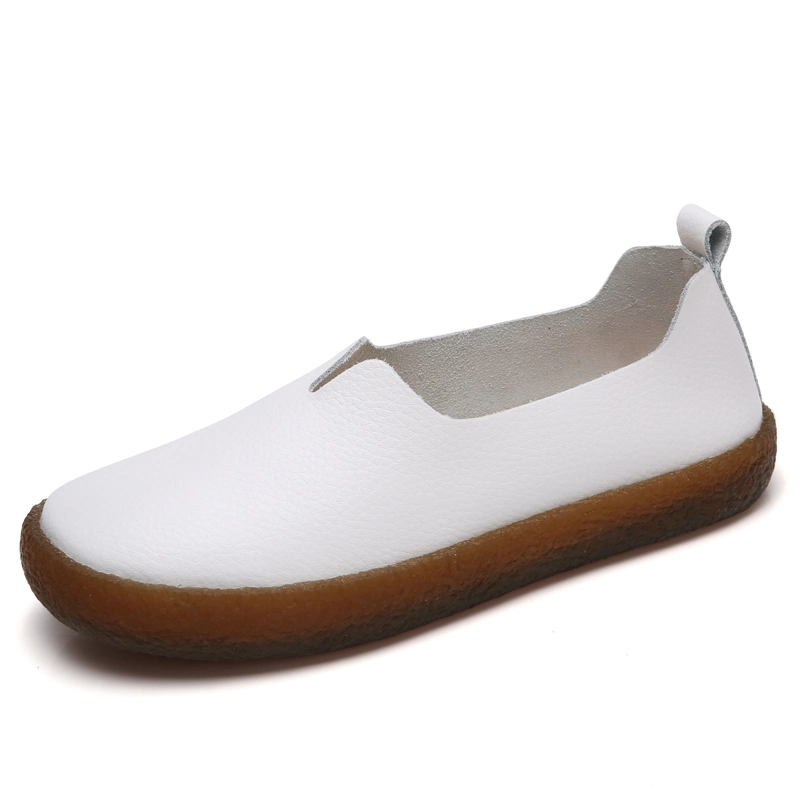 Factory Price Multicolor Fashion Women Casual Slip-on Flat Leather Shoes