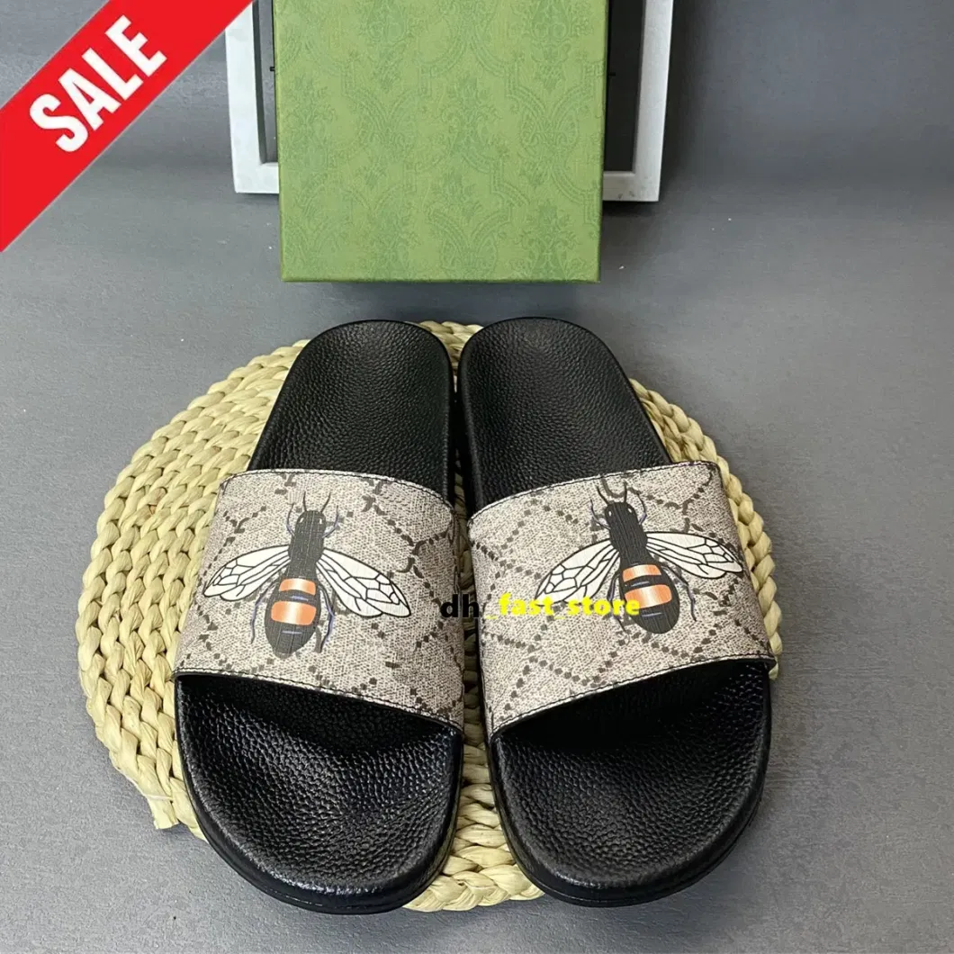 Designer Sandals Floral Slippers for Men Women Summer Room Beach Flatssandale Gear Sole Rubber Leather Brocade Slippers Luxury Claquette Mules Pantoufle