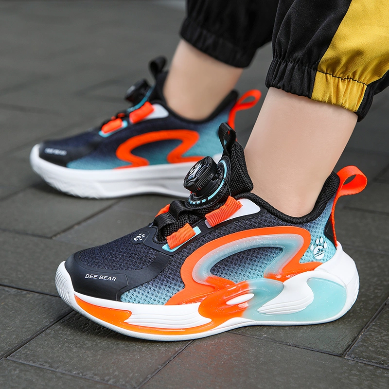 Boy&prime;s Rotating Button Basketball Shoes Non-Slip Breathable Lightweight Trendy Sports Shoes