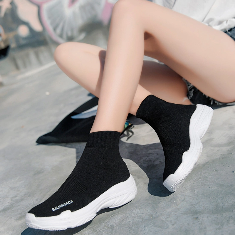 Men &amp; Women Fashion Summer Sports Couple Socks Shoes Couple Knitted Mesh Sneaker Breathable Soft Bottom Running Shoes