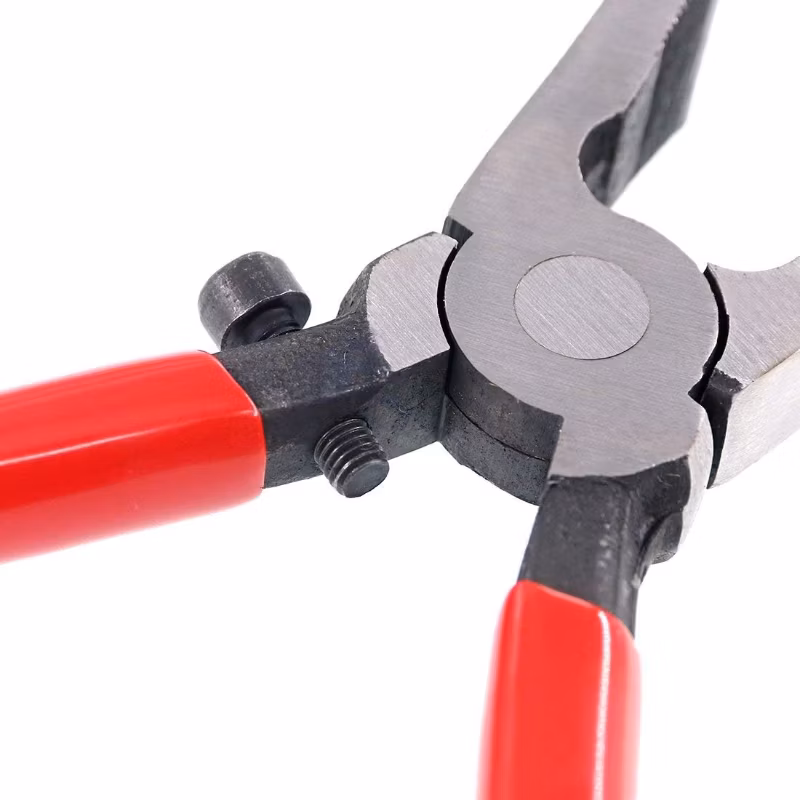 Pliers with Curved Jaws, Glass Running Pliers Heavy Duty with Rubber Tips for Stained Glass Work Mosaics Breaking Tool