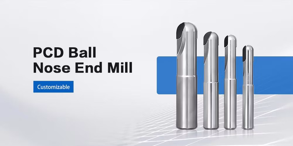 PCD Chamfering Milling Cutter Ball Type End Mills Cutter PCD Router Bits for Glass Ceramics Plastics Stone Wood
