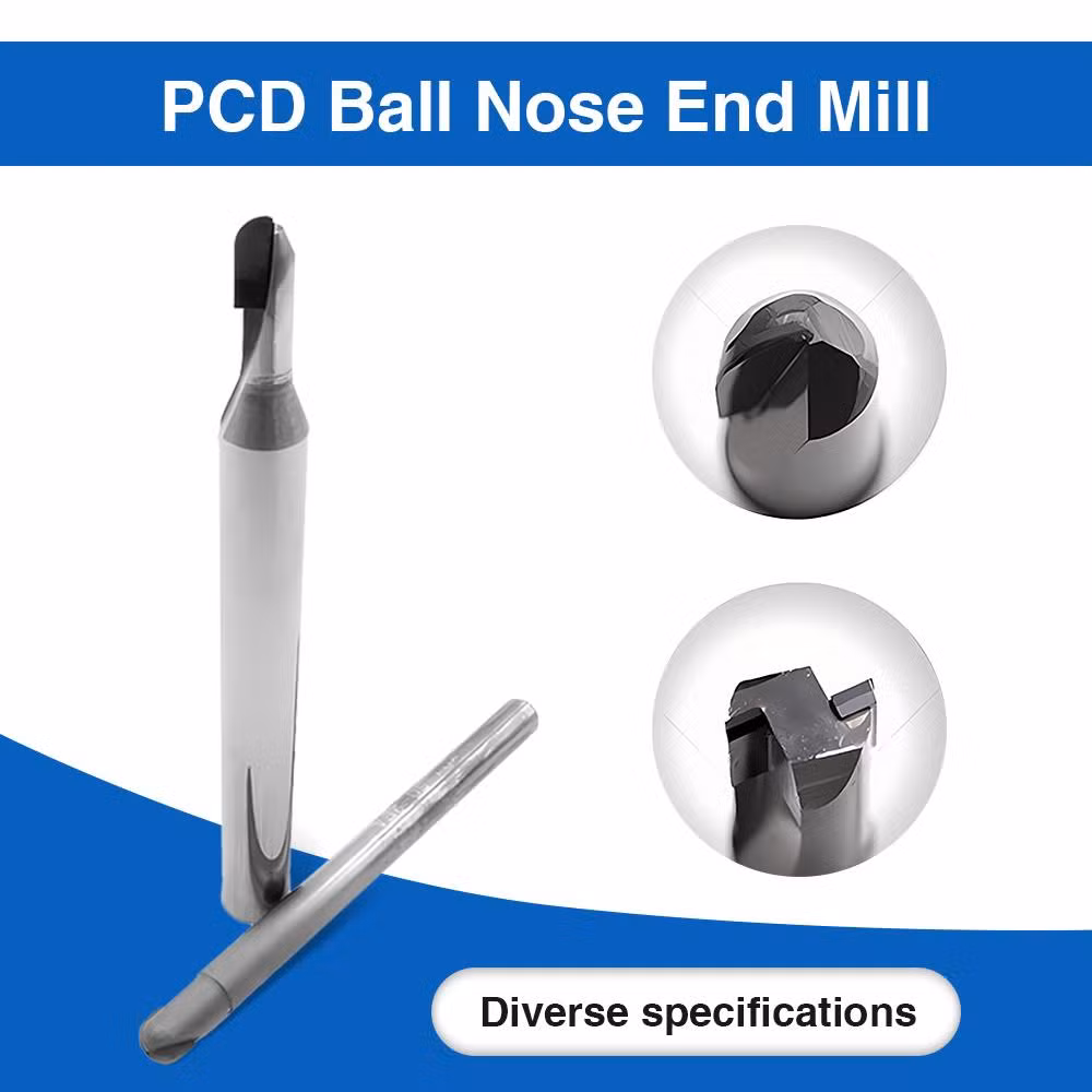 PCD Chamfering Milling Cutter Ball Type End Mills Cutter PCD Router Bits for Glass Ceramics Plastics Stone Wood