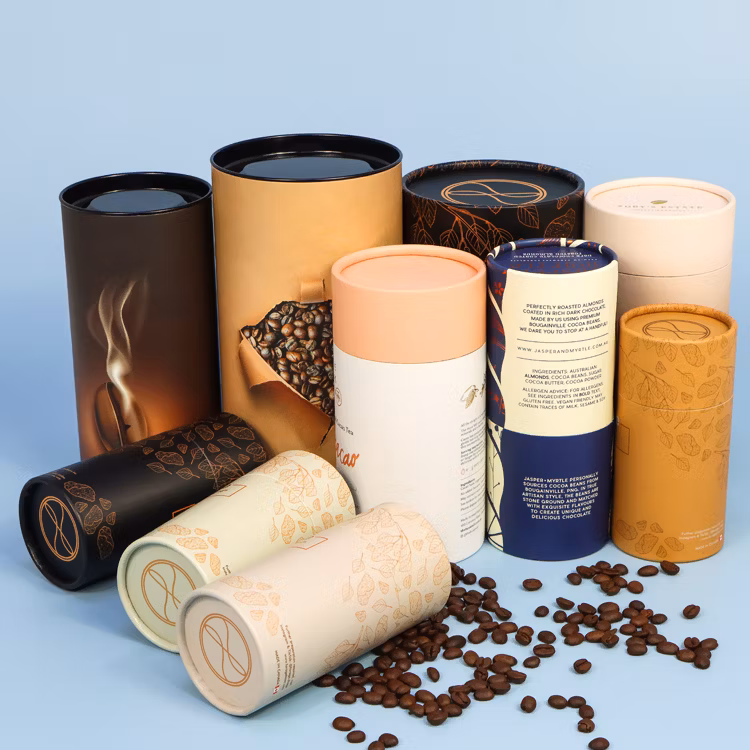 Firstsail Factory Wholesale Custom Air Tight Aluminum Easy Tear off Lid Spice Salt Coffee Powder Food Grade Packaging Cylinder Paper Tube