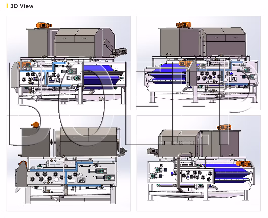 Water Treatment Sludge Dehydration Equipment with Belt Filter Press Design
