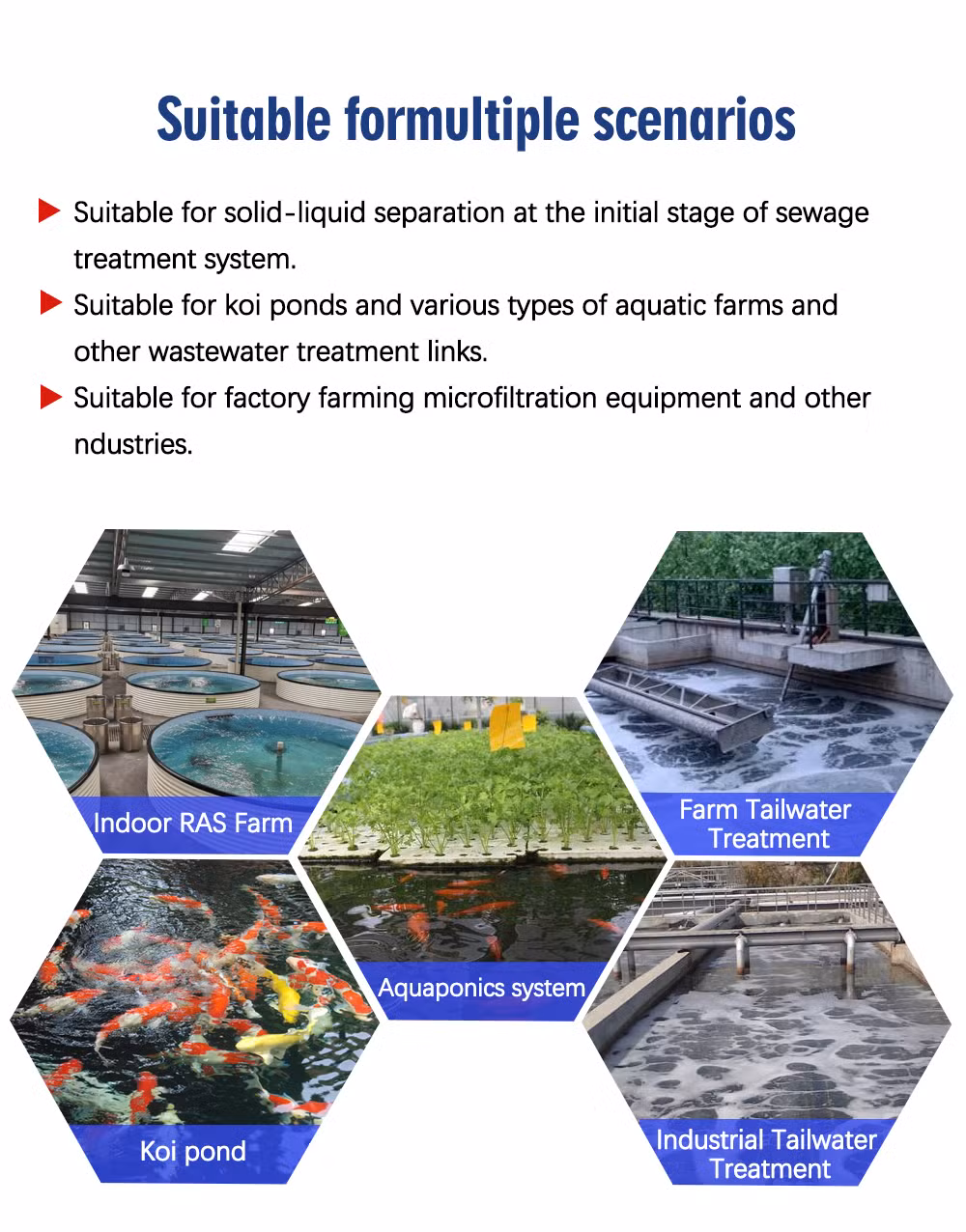 Cowater Factory Wholesale Aquaculture Stainless Steel Rotary Drum Filter for Fish Farm