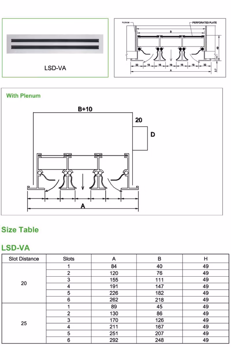 Aluminum HVAC Adjustable Supply Air Grille Linear Slot Diffuser